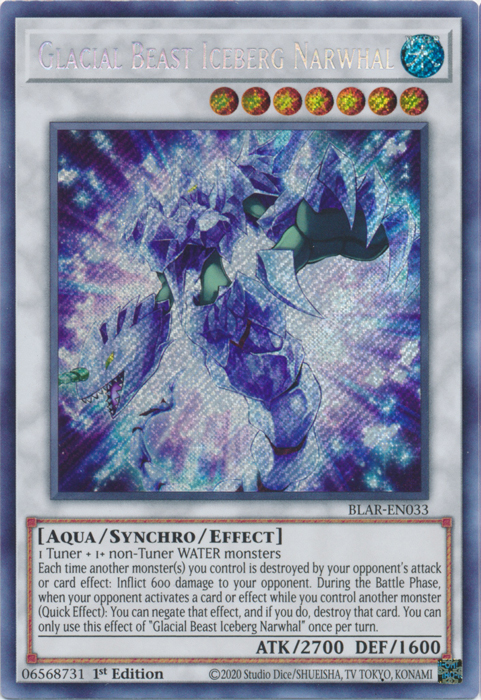 Glacial Beast Iceberg Narwhal [BLAR-EN033] Secret Rare | Jomio and Rueliete's Cards and Comics