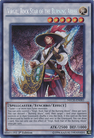 Virgil, Rock Star of the Burning Abyss [NECH-EN085] Secret Rare | Jomio and Rueliete's Cards and Comics