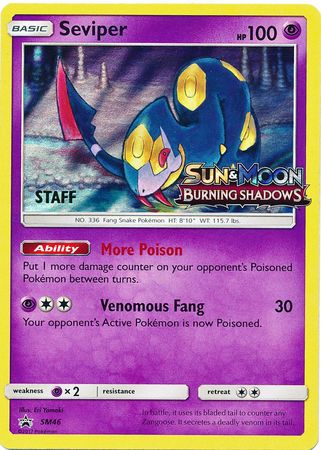 Seviper (SM46) (Staff Prerelease Promo) [Sun & Moon: Black Star Promos] | Jomio and Rueliete's Cards and Comics