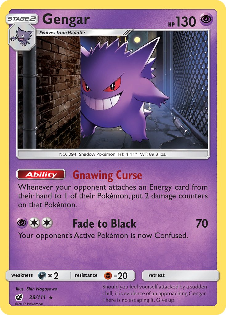 Gengar (38/111) (Prerelease Kit Exclusive) (Theme Deck Exclusive) [Sun & Moon: Crimson Invasion] | Jomio and Rueliete's Cards and Comics