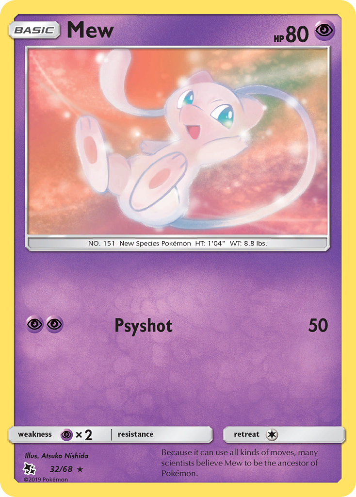 Mew (32/68) [Sun & Moon: Hidden Fates] | Jomio and Rueliete's Cards and Comics