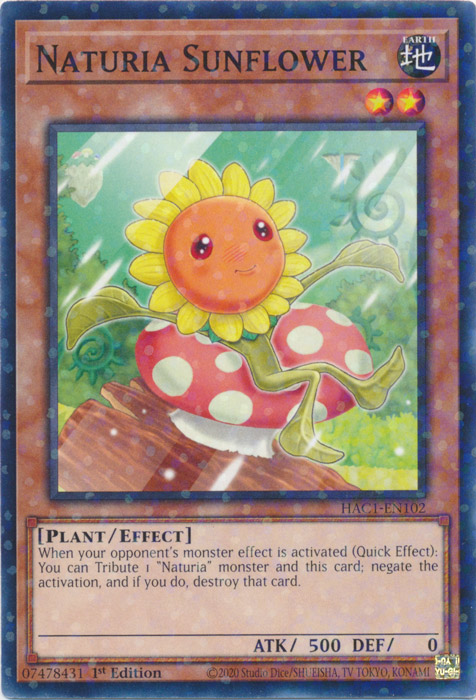 Naturia Sunflower (Duel Terminal) [HAC1-EN102] Parallel Rare | Jomio and Rueliete's Cards and Comics