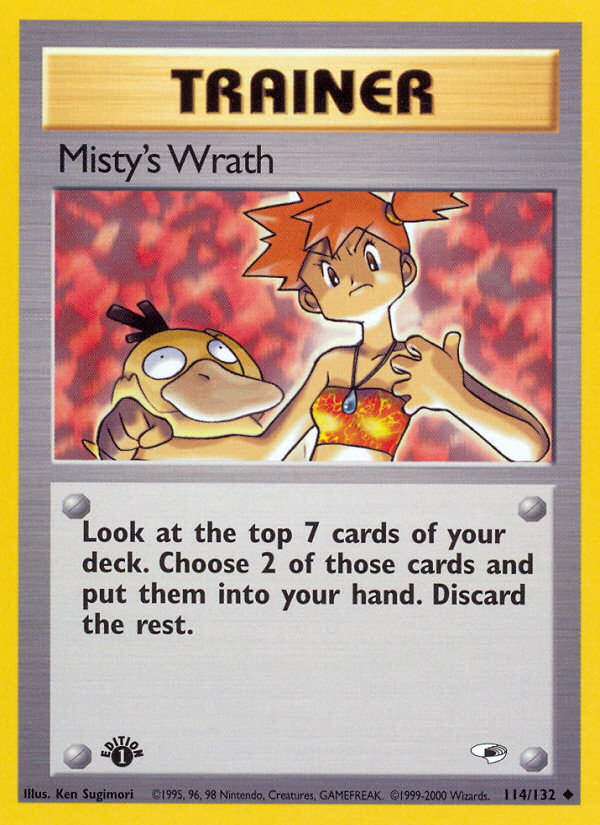 Misty's Wrath (114/132) [Gym Heroes 1st Edition] | Jomio and Rueliete's Cards and Comics