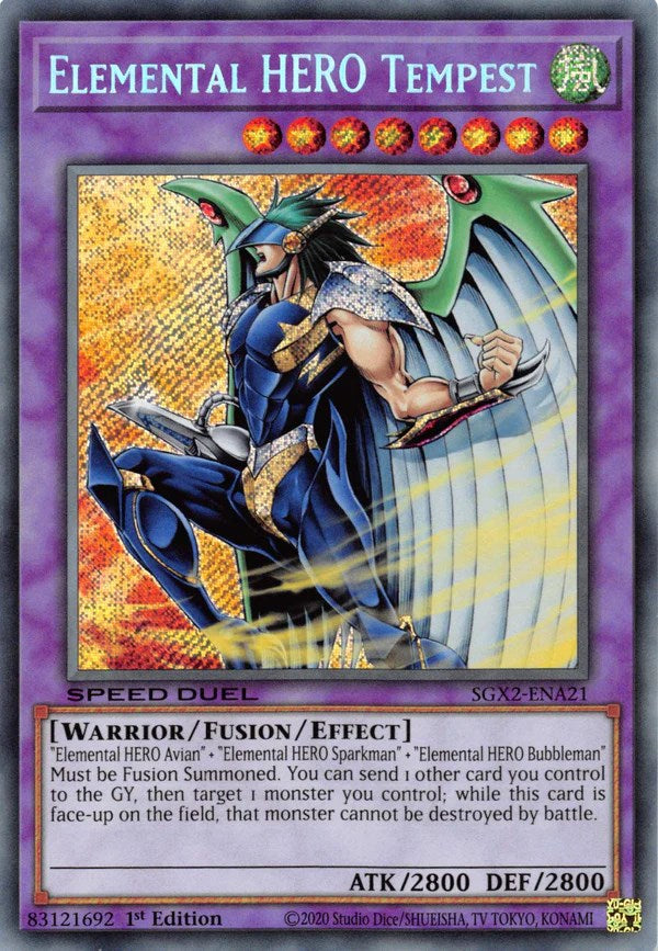 Elemental HERO Tempest [SGX2-ENA21] Secret Rare | Jomio and Rueliete's Cards and Comics
