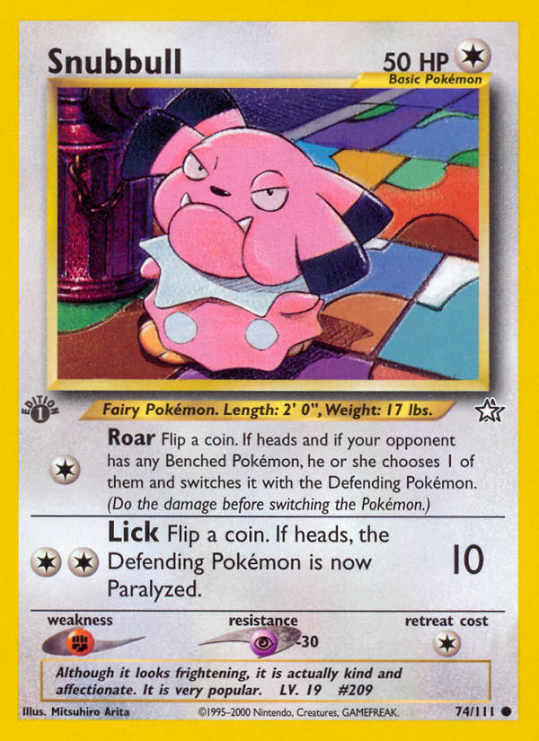 Snubbull (74/111) [Neo Genesis 1st Edition] | Jomio and Rueliete's Cards and Comics
