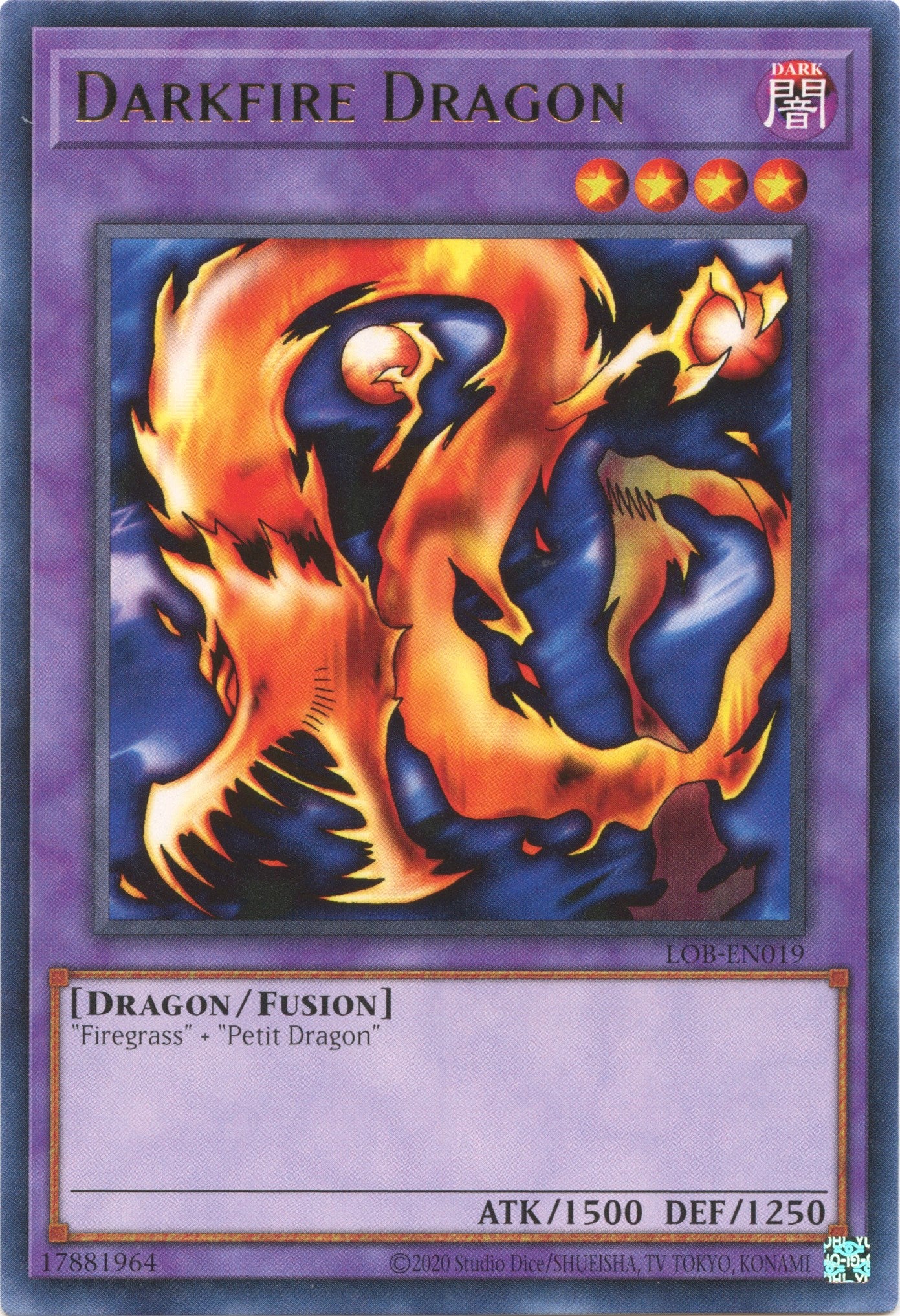 Darkfire Dragon (25th Anniversary) [LOB-EN019] Rare | Jomio and Rueliete's Cards and Comics