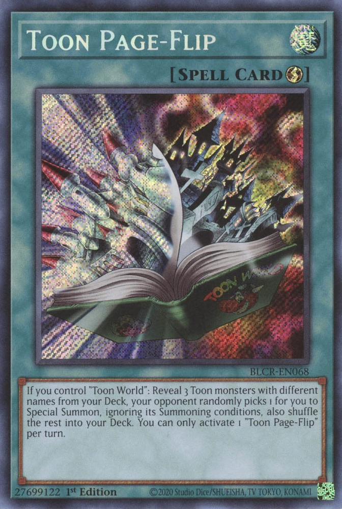 Toon Page-Flip [BLCR-EN068] Secret Rare | Jomio and Rueliete's Cards and Comics