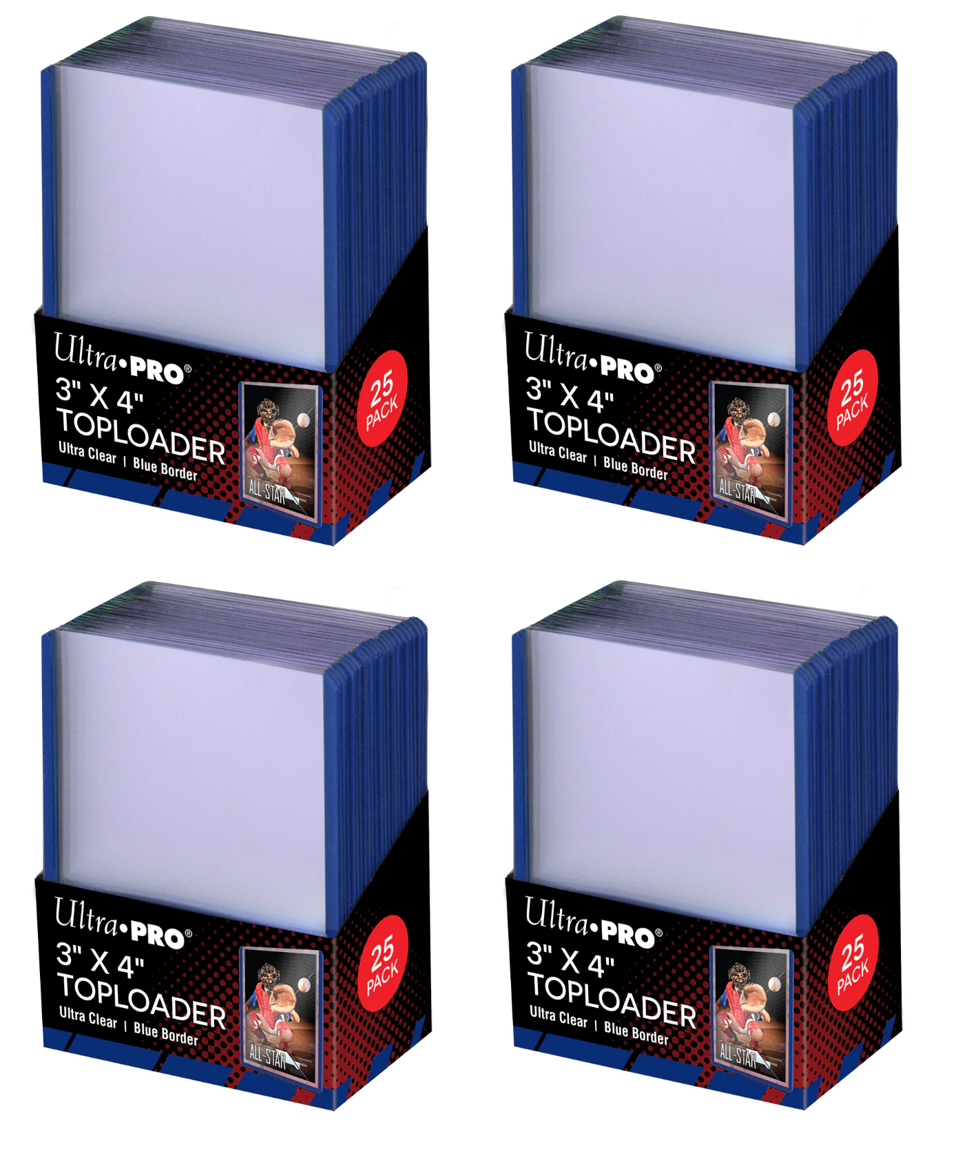 Ultra PRO: Toploader - 3" x 4" (25ct - Blue Border) (4-Pack) | Jomio and Rueliete's Cards and Comics