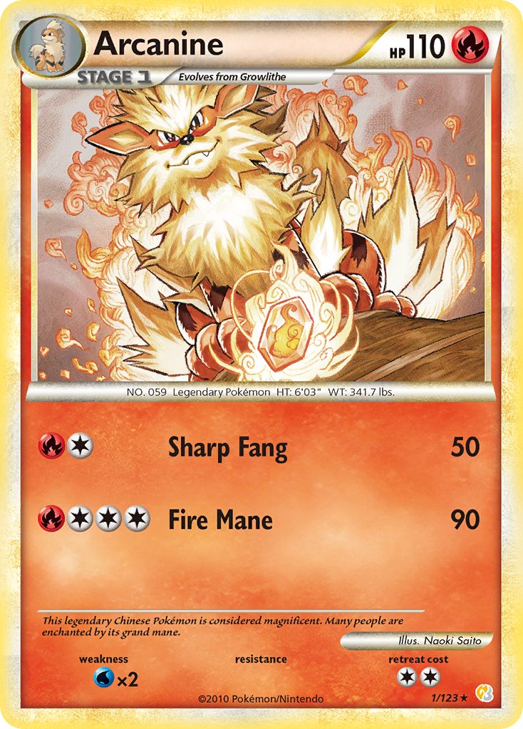 Arcanine (1/123) (Theme Deck Exclusive) [HeartGold & SoulSilver: Base Set] | Jomio and Rueliete's Cards and Comics