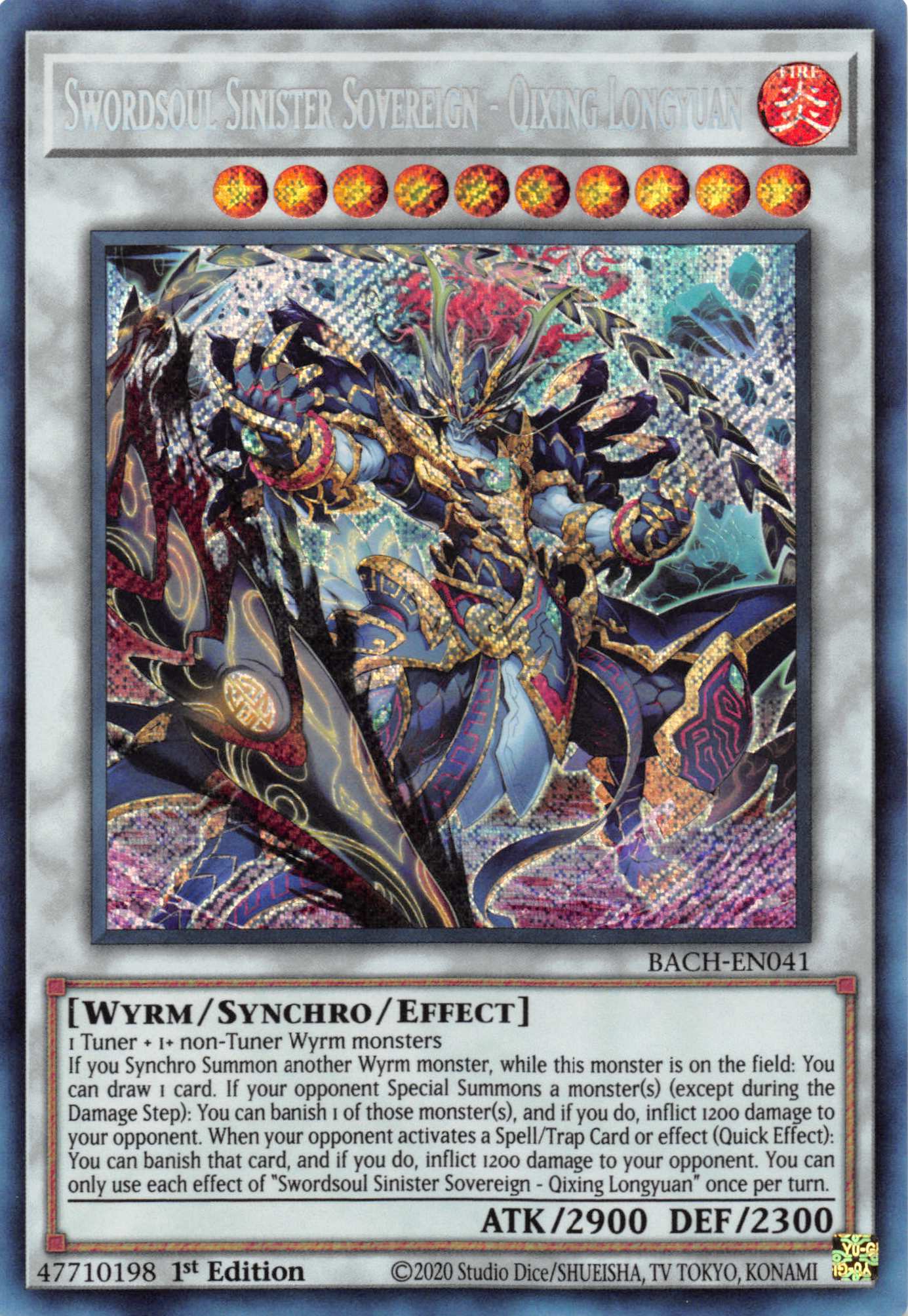 Swordsoul Sinister Sovereign - Qixing Longyuan [BACH-EN041] Secret Rare | Jomio and Rueliete's Cards and Comics