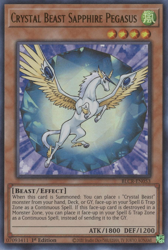 Crystal Beast Sapphire Pegasus [BLCR-EN053] Ultra Rare | Jomio and Rueliete's Cards and Comics