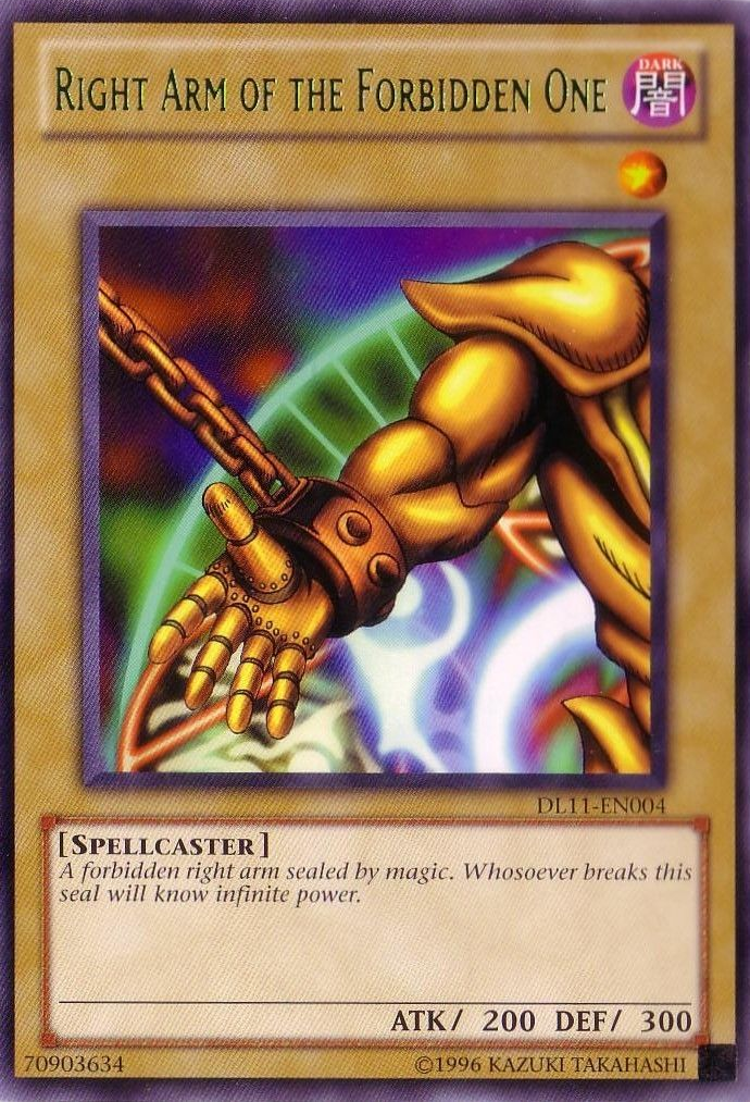 Right Arm of the Forbidden One (Green) [DL11-EN004] Rare | Jomio and Rueliete's Cards and Comics