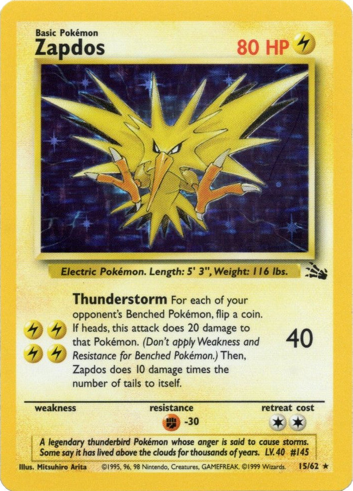 Zapdos (15/62) [Fossil Unlimited] | Jomio and Rueliete's Cards and Comics
