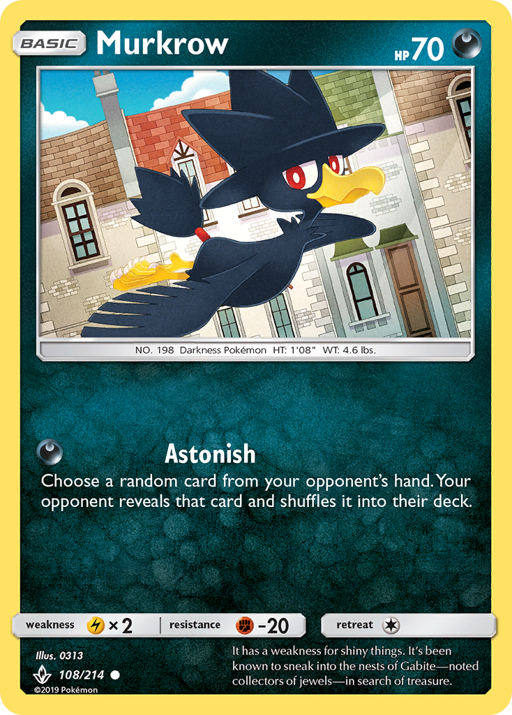 Murkrow (108/214) [Sun & Moon: Unbroken Bonds] | Jomio and Rueliete's Cards and Comics