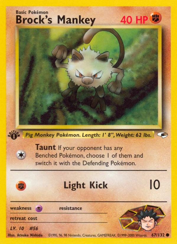 Brock's Mankey (67/132) [Gym Heroes 1st Edition] | Jomio and Rueliete's Cards and Comics
