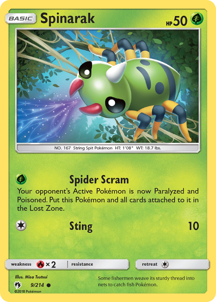 Spinarak (9/214) [Sun & Moon: Lost Thunder] | Jomio and Rueliete's Cards and Comics