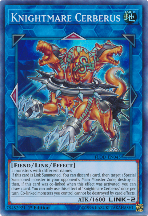 Knightmare Cerberus [FLOD-EN045] Super Rare | Jomio and Rueliete's Cards and Comics