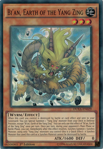 Bi'an, Earth of the Yang Zing [DUEA-EN029] Super Rare | Jomio and Rueliete's Cards and Comics