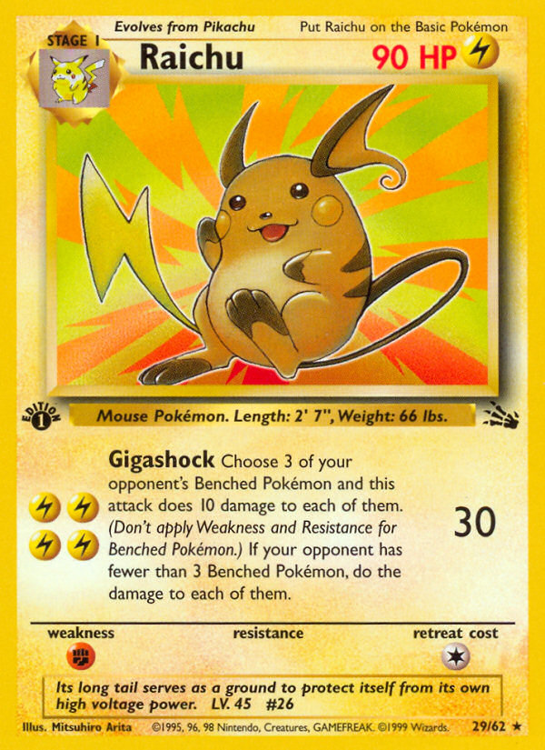 Raichu (29/62) [Fossil 1st Edition] | Jomio and Rueliete's Cards and Comics