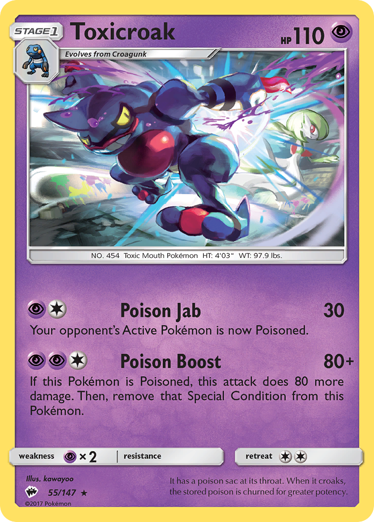 Toxicroak (55/147) [Sun & Moon: Burning Shadows] | Jomio and Rueliete's Cards and Comics