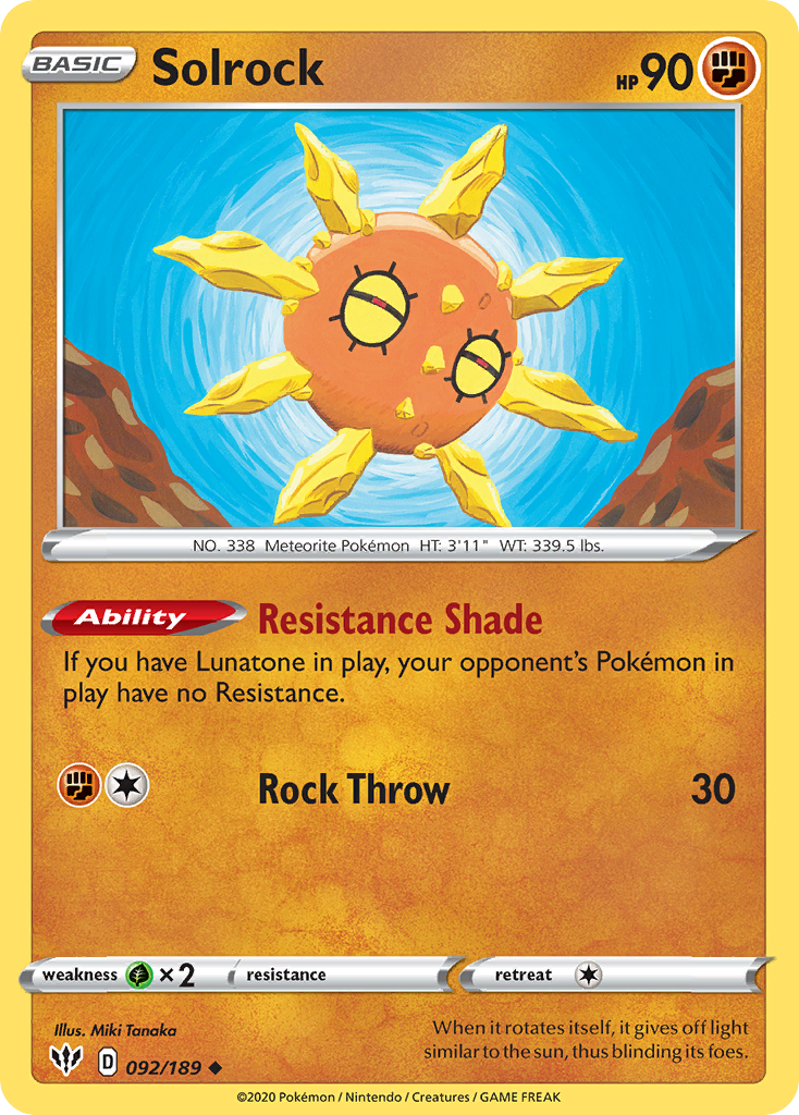 Solrock (092/189) [Sword & Shield: Darkness Ablaze] | Jomio and Rueliete's Cards and Comics