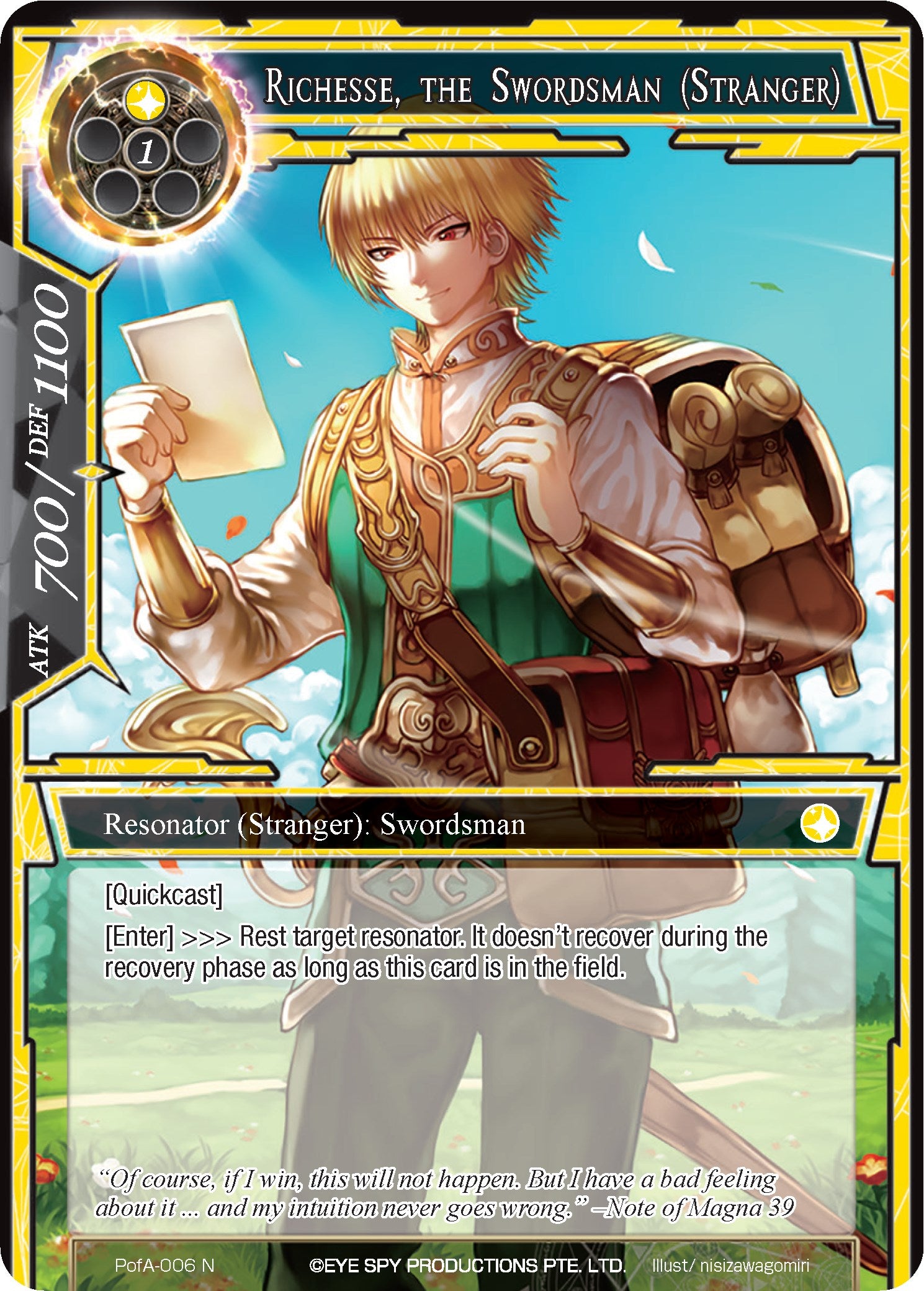 Richesse, the Swordsman (Stranger) (PofA-006) [Alice Origin IV: Prologue of Attoractia] | Jomio and Rueliete's Cards and Comics