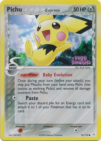 Pichu (76/110) (Delta Species) (Stamped) [EX: Holon Phantoms] | Jomio and Rueliete's Cards and Comics