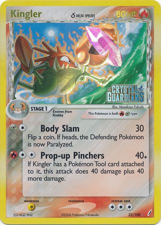 Kingler (22/100) (Delta Species) (Stamped) [EX: Crystal Guardians] | Jomio and Rueliete's Cards and Comics