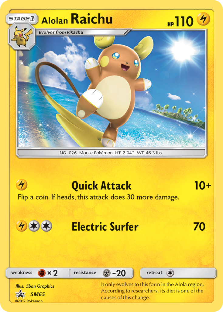 Alolan Raichu (SM65) [Sun & Moon: Black Star Promos] | Jomio and Rueliete's Cards and Comics