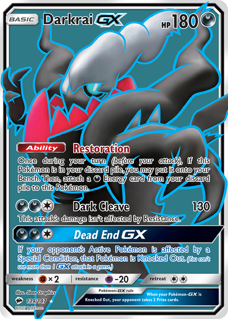 Darkrai GX (139/147) [Sun & Moon: Burning Shadows] | Jomio and Rueliete's Cards and Comics