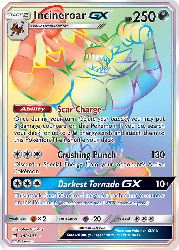 Incineroar GX (188/181) [Sun & Moon: Team Up] | Jomio and Rueliete's Cards and Comics
