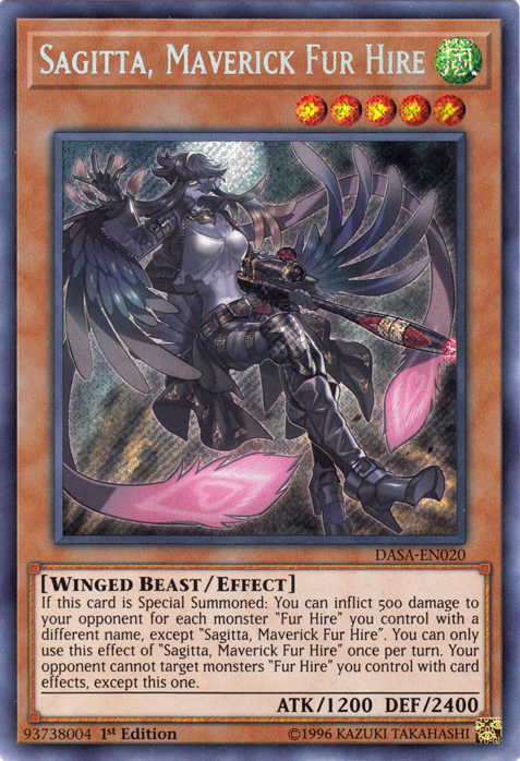 Sagitta, Maverick Fur Hire [DASA-EN020] Secret Rare | Jomio and Rueliete's Cards and Comics