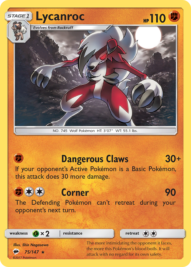 Lycanroc (75/147) [Sun & Moon: Burning Shadows] | Jomio and Rueliete's Cards and Comics