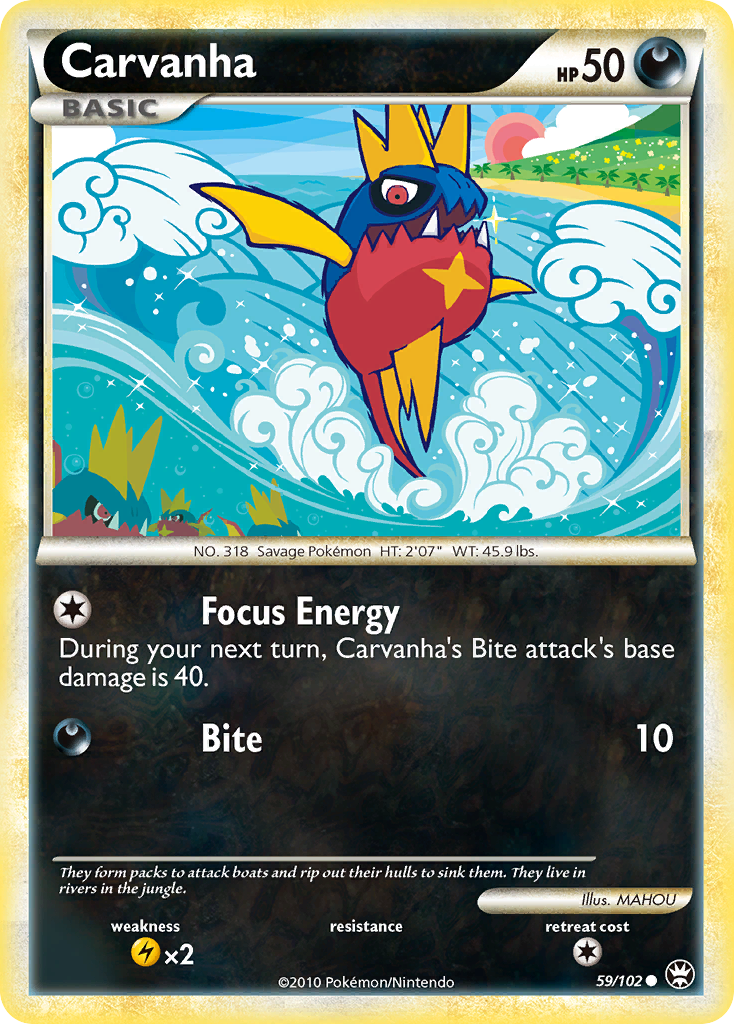 Carvanha (59/102) [HeartGold & SoulSilver: Triumphant] | Jomio and Rueliete's Cards and Comics