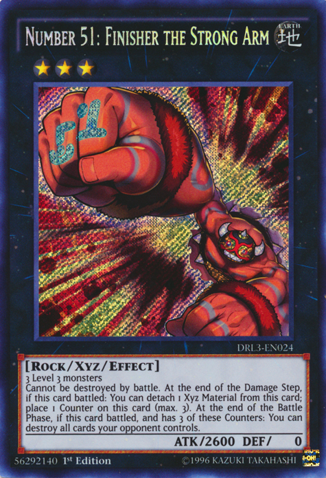 Number 51: Finisher the Strong Arm [DRL3-EN024] Secret Rare | Jomio and Rueliete's Cards and Comics