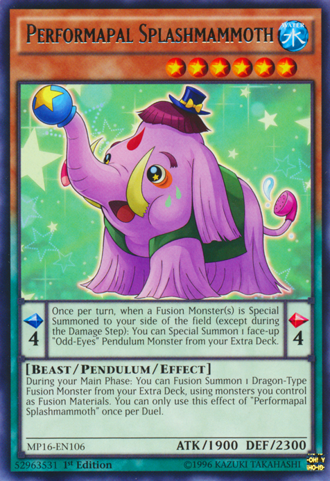 Performapal Splashmammoth [MP16-EN106] Rare | Jomio and Rueliete's Cards and Comics