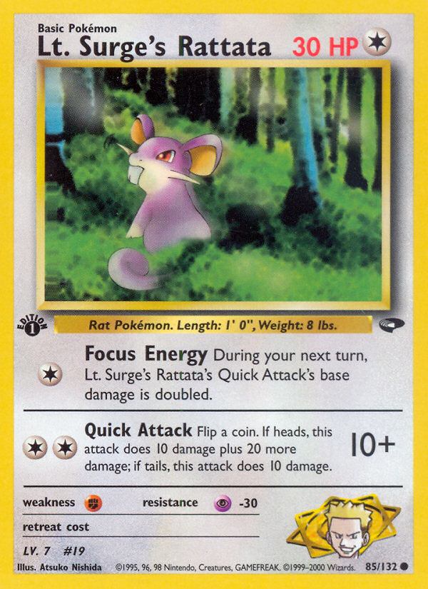 Lt. Surge's Rattata (85/132) [Gym Challenge 1st Edition] | Jomio and Rueliete's Cards and Comics