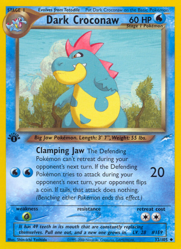 Dark Croconaw (32/105) [Neo Destiny 1st Edition] | Jomio and Rueliete's Cards and Comics