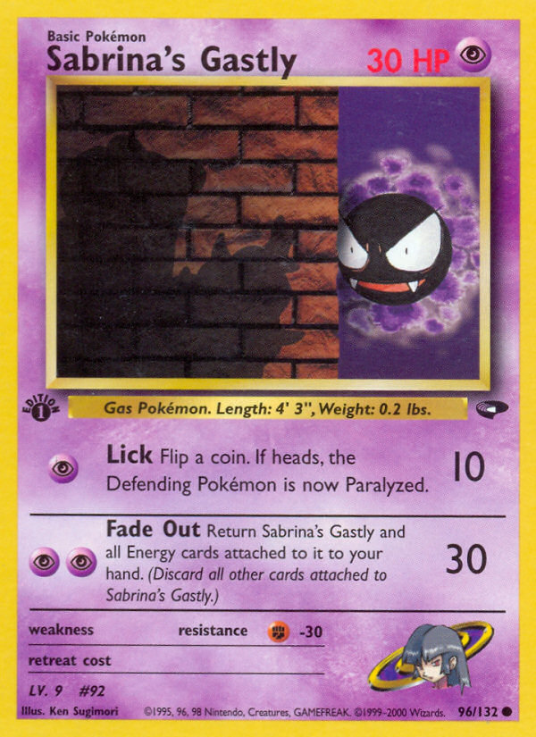 Sabrina's Gastly (96/132) [Gym Challenge 1st Edition] | Jomio and Rueliete's Cards and Comics