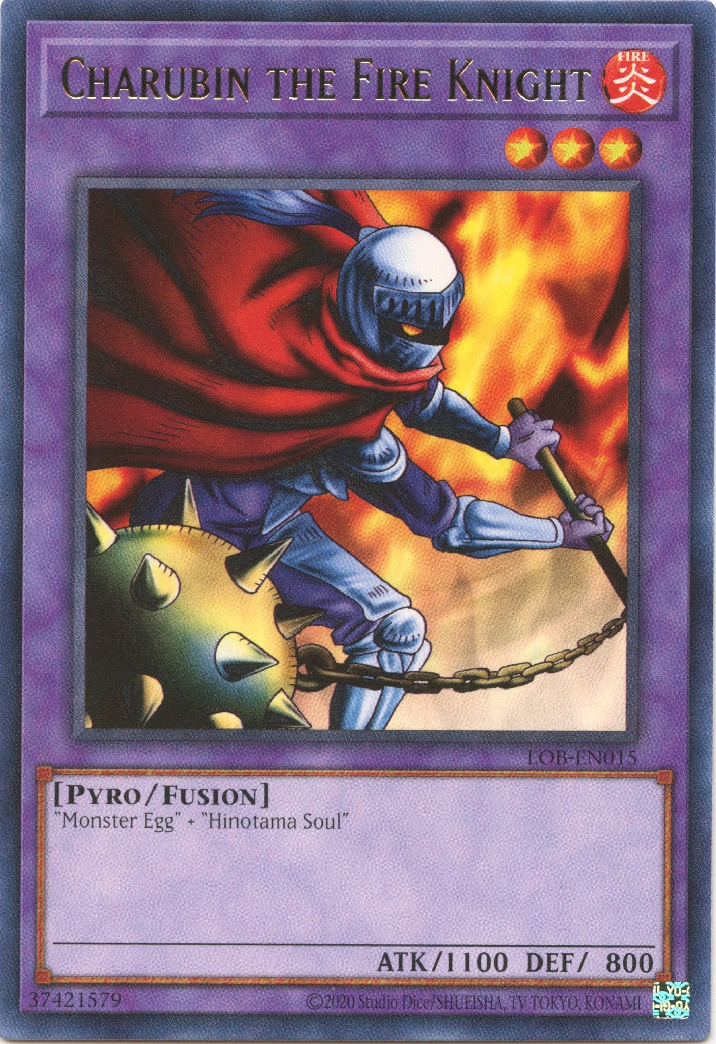 Charubin the Fire Knight (25th Anniversary) [LOB-EN015] Rare | Jomio and Rueliete's Cards and Comics
