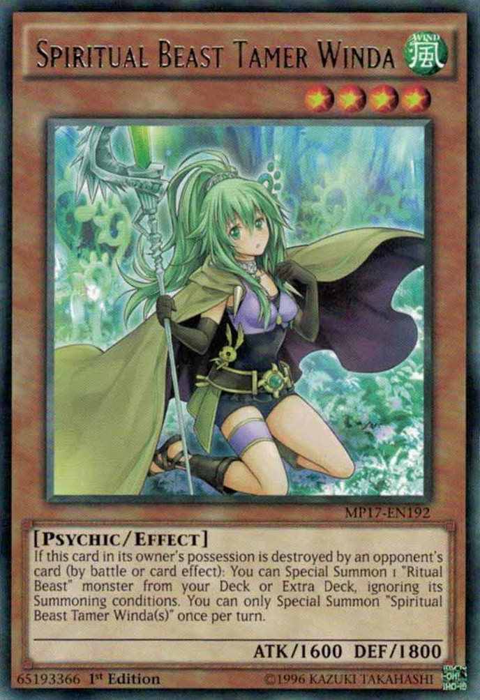 Spiritual Beast Tamer Winda [MP17-EN192] Rare | Jomio and Rueliete's Cards and Comics