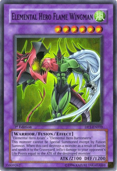 Elemental Hero Flame Wingman [DP1-EN010] Super Rare | Jomio and Rueliete's Cards and Comics