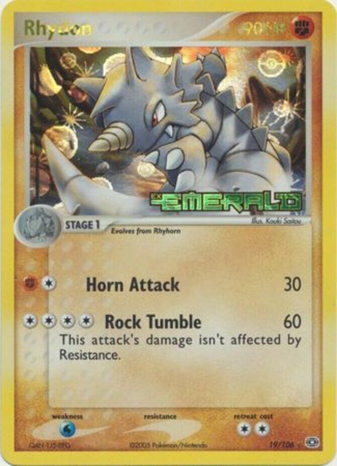 Rhydon (19/106) (Stamped) [EX: Emerald] | Jomio and Rueliete's Cards and Comics