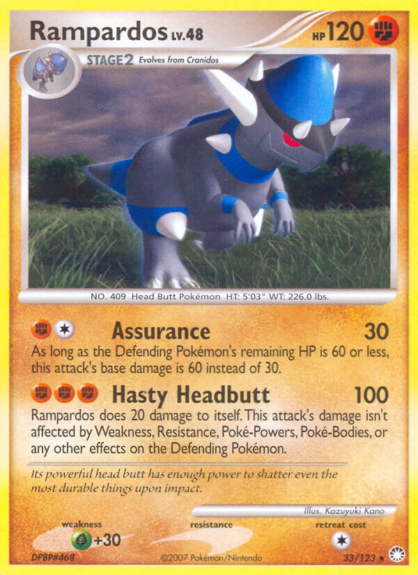 Rampardos (33/123) (Cosmos Holo) (Theme Deck Exclusive) [Diamond & Pearl: Mysterious Treasures] | Jomio and Rueliete's Cards and Comics