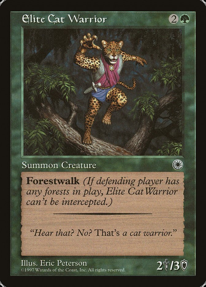Elite Cat Warrior (With Flavor Text) [Portal] | Jomio and Rueliete's Cards and Comics