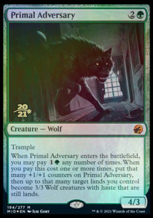 Primal Adversary [Innistrad: Midnight Hunt Prerelease Promos] | Jomio and Rueliete's Cards and Comics