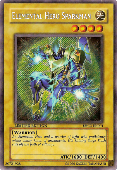 Elemental HERO Sparkman [EHC2-EN001] Secret Rare | Jomio and Rueliete's Cards and Comics