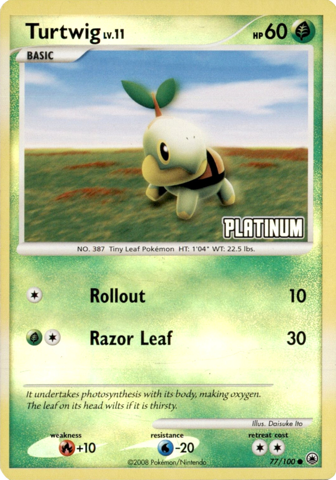 Turtwig LV.11 (77/100) (Platinum) [Burger King Promos: 2008 Collection] | Jomio and Rueliete's Cards and Comics