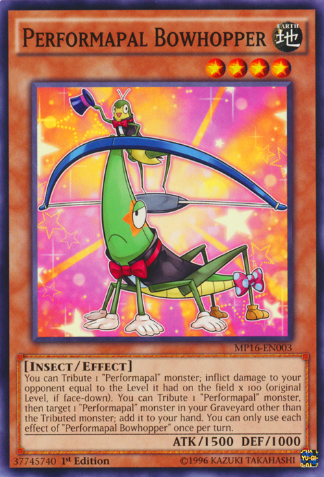 Performapal Bowhopper [MP16-EN003] Common | Jomio and Rueliete's Cards and Comics