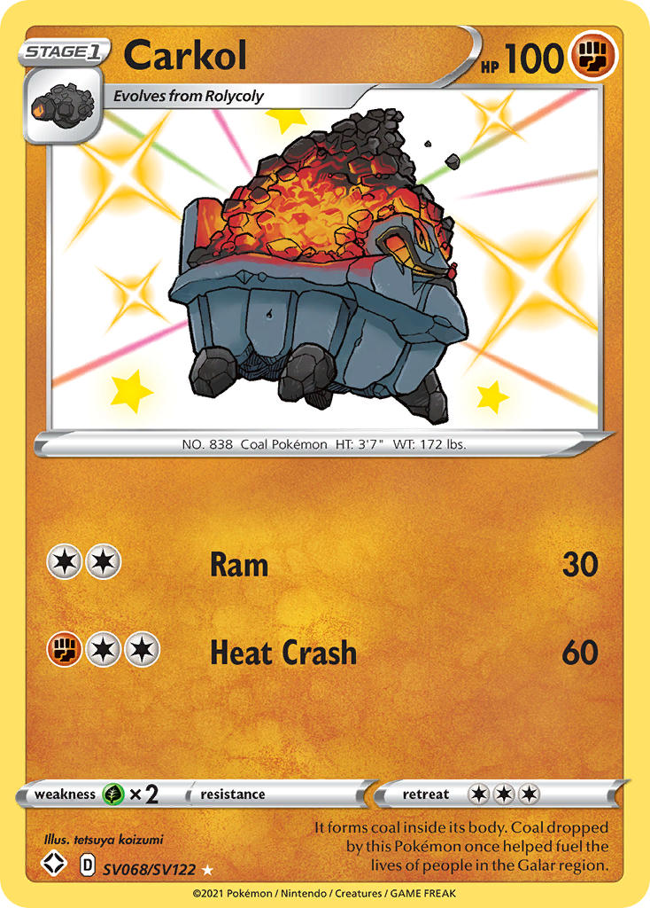 Carkol (SV068/SV122) [Sword & Shield: Shining Fates] | Jomio and Rueliete's Cards and Comics